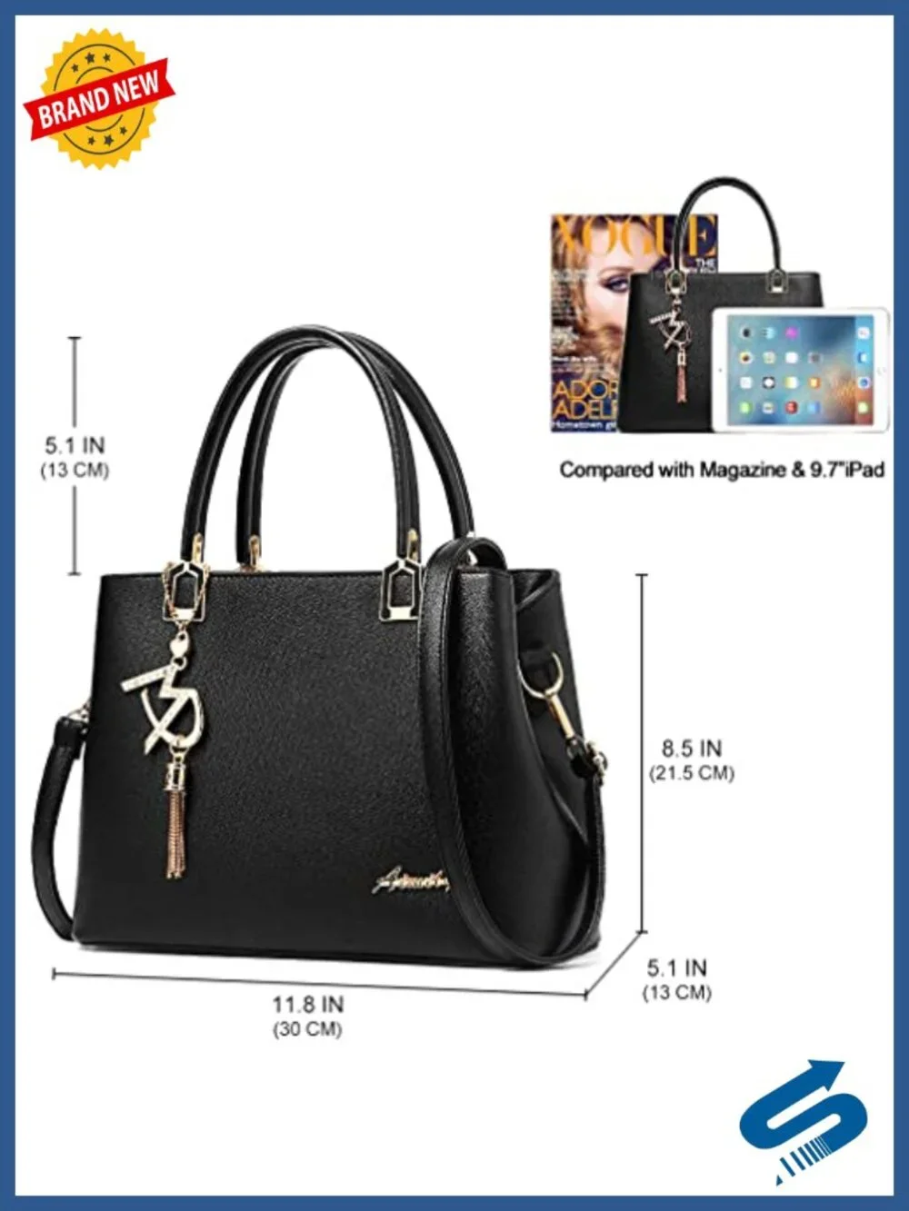 PU Leather Satchel Tote Bag with Removable Shoulder Strap